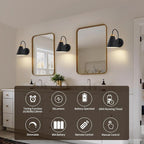 Vintage Cordless Gooseneck Battery Operated Wall Sconces Set of 2, Black Bedside Battery Powered Wall Decor Lamps with Remote Control, Wireless Indoor LED Lights Fixture for Bedroom Hallway