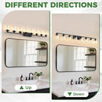 DORESshop 55 Inch Bathroom Light Fixtures, 8-Light Black Bathroom Lighting Fixtures Over Mirror with Glass Shade, Modern Vanity Lights for Hallway Bedroom