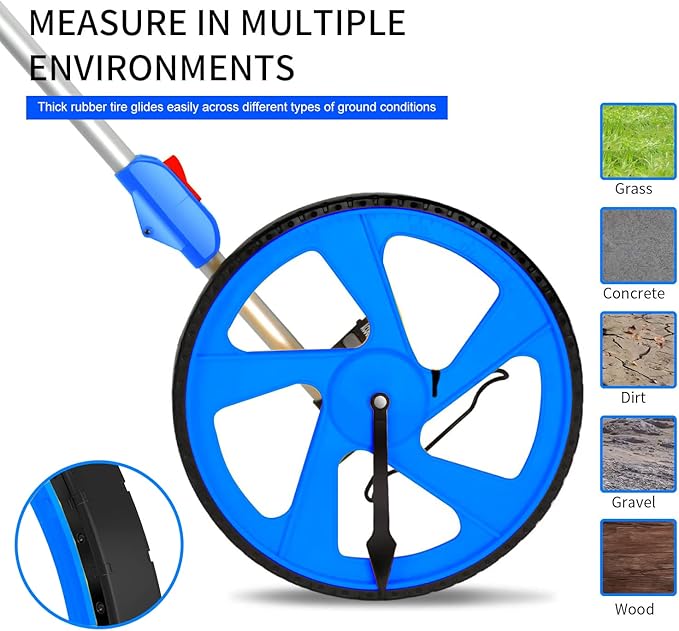 Zozen Measuring Wheel, Rolling Tape Measure Wheel - 3-Sections Collapsible/Starting Point Arrow/One Key to Reset/Kickstand to Keep Stand [Up To 10,000Ft] - Adapt to various roads.