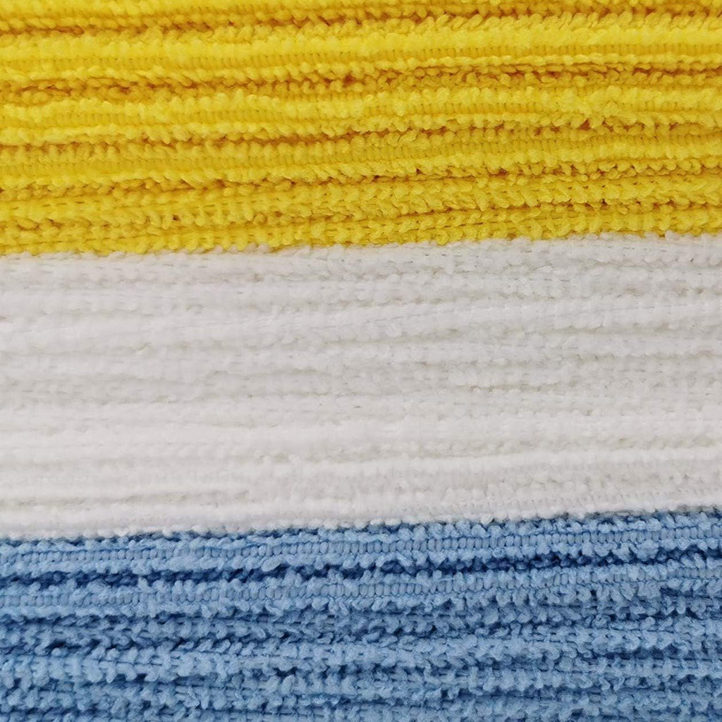 Amazon Basics Microfiber Cleaning Cloths, Ultra Absorbent, Lint Free, Streak Free, Non-Abrasive, Reusable and Washable, 16" x 12", Blue/White/Yellow, Pack of 24