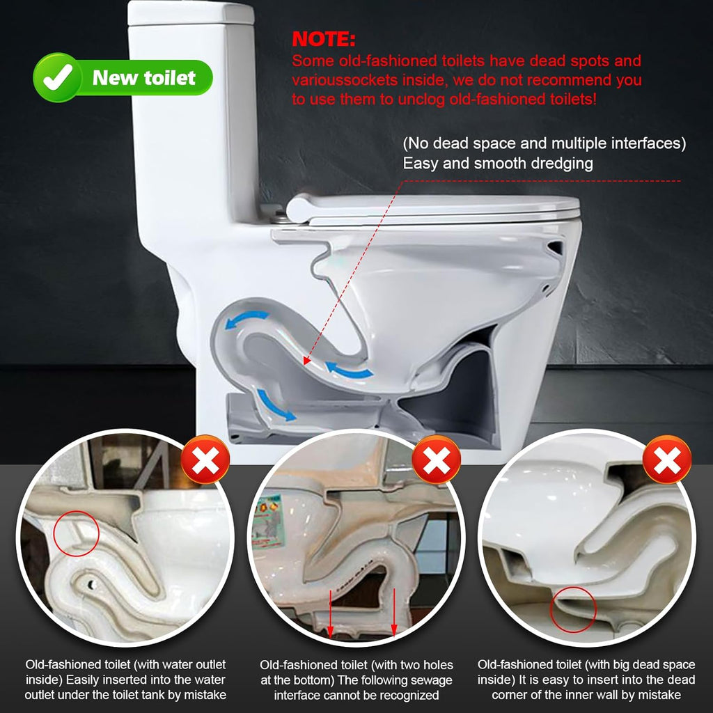 Drain Augers 68inch Toilet Snake Drain Clog Remover Toilet Auger Snake with 4 Claw Grabber Fits Pipes 1.6 Inches or Larger Flexible Clog Removal Tool for Toilets