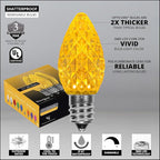 Wintergreen Lighting OptiCore C7 LED Christmas Light Bulbs - 25 Pack Heavy Duty Premium Outdoor Christmas Lights, E12 Base (Gold Faceted)