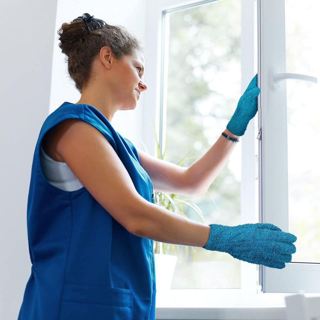 Patelai 3 Pairs Microfiber Plant Dusting Gloves Leaf Cleaning Gloves for Indoor Plants, Blinds, Furniture, House (Small,Purple, Rose Red, Black)