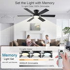 52inch Low Profile Ceiling Fan with Light and Remote/APP Control, LED Dimmable DC ReversibleModern, Flush Mount,6 Blade,Black Ceiling Fan for Bedroom Living Room/Outdoor Use