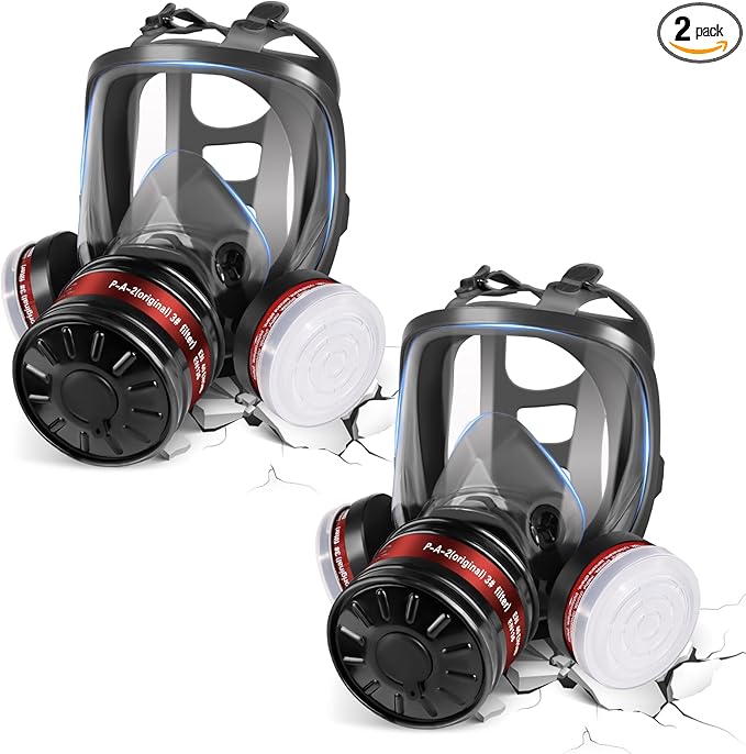 Full Face Gas Mask - Gas Masks Survival Nuclear and Chemical, Reusable Respirator Mask