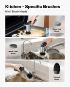 HOTO Grip™ Cordless Electric Spin Scrubber, IPX7 Waterproof, Lightweight at 0.65 lb with 6 Brush Heads, Powerful Cleaning Scrubber, for Bathroom, Kitchen, Tile, Shower