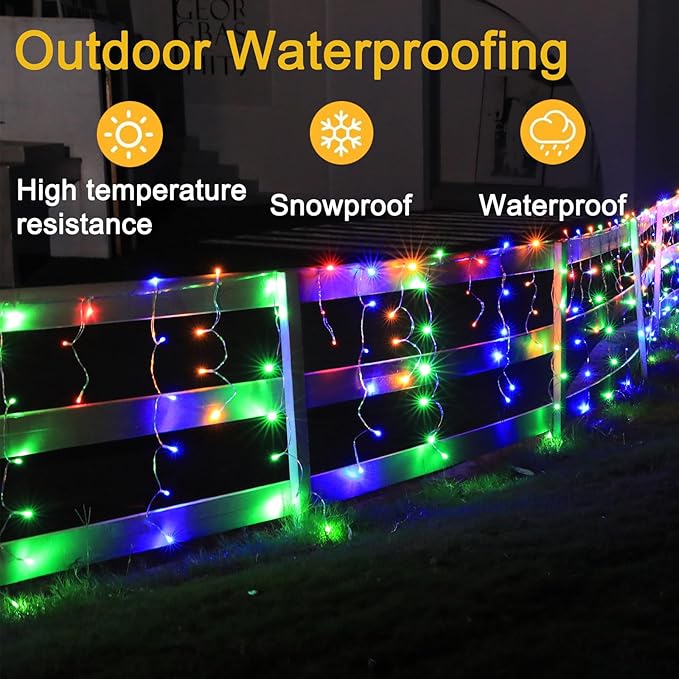 Christmas String Lights Outdoor - 49Ft/15M 640 LED 8 Modes with Remote Control and App Waterproof Christmas Lights for Patio Yard Garden Wedding Party-Multicolor