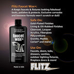 Flitz Faucet Wax Plus - 7.6oz Bottle of USA-Made, Water-Based Faucet Cleaner & Polisher for Water Stains, Fingerprints, & More - Metal Wax for Bronze, Nickel, Chrome, Brass - Granite Polish (24 Pack)