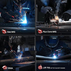 ARCCAPTAIN 165A MIG Welder 110V/220V, 2025 Newest [Large LED Display] 4 in 1 Gasless/Gas MIG/Lift TIG/Stick Welding Machine Multiprocess Welder Machine, IGBT Inverter Welder with Synergy, 2T/4T