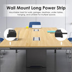 JUNNUJ Long Metal 16 Outlet Power Strip, Heavy Duty Power Strips Surge Protection 4800J with Circuit Breaker, 20a Wide Spaced Socket Wall Mount 5-15P Adapter High Amp 6-20R T-Slot 10FT Extension Cord