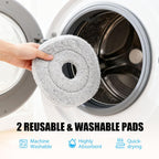 Mop and Bucket Set, Spin Mop Bucket with Separate Dirty/Clean Water System, Self-Wringing Square Mops for Floor/Wall Cleaning with 3 Microfiber Pads