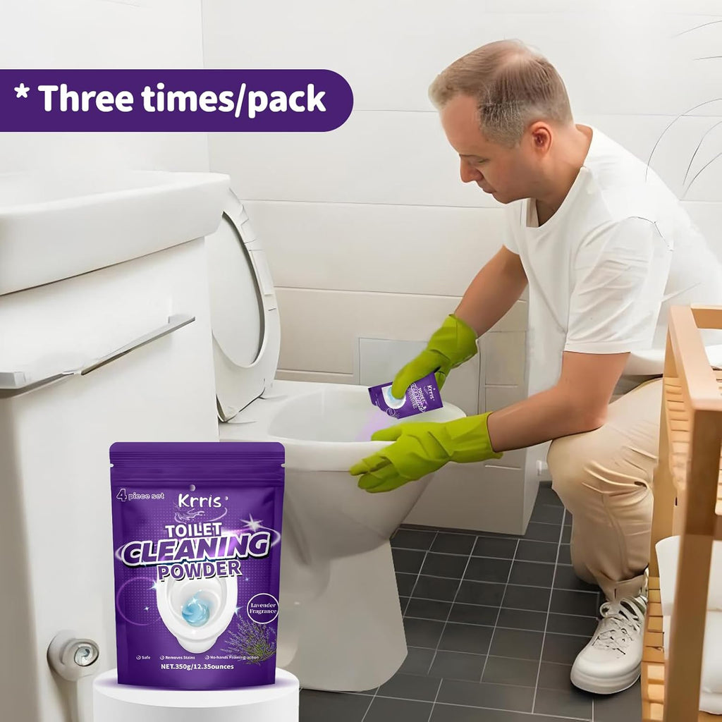 Toilet Bowl Cleaner Powder - Self-Activating Toilet Cleaner for Stubborn Stains & Limescale, Deep Cleaning Foam with Lavender Fragrance, Safe Toilet Cleaning Supplies (4 Packs × 3 oz)