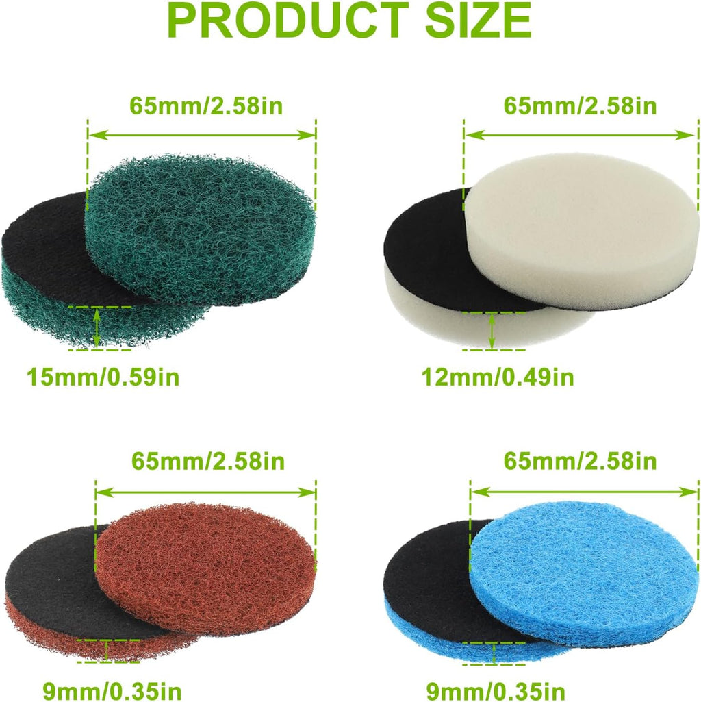 16pcs Electric Cleaning Brush Pad Set 4 Foam Pads 4 Kitchen Mats 4 Heavy Duty Pads 4 Microfibre Pads fit for Bosch Home/Garden 6033 Battery Cleaning Brush