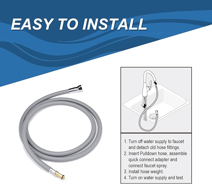 Grandiance Replacement Hose Kit for Moen Pull Down Kitchen Faucet, Compatible with Moen Kitchen Sink Faucet Replacement Part 150259/187108, 68" Quick Connect Hose