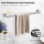 TQKAG Brushed Nickel Bathroom Hardware Accessories Set 5 Pieces, Double Post Pivoting Toilet Paper Holder Set Stainless Steel Square Bathroom Towel Bar Holder Set Wall Mounted