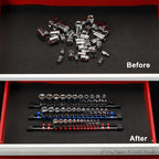 Mayouko 9PCS 1/4",3/8",1/2"Drive ABS Socket Organzier, Socket Rail Holders for Tool Chest, Cart, Toolbox, 1/4"x 48 Clips, 3/8"x 45 Clips, 1/2"x 36 Clips