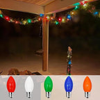 C9 Incandescent Light Bulbs Christmas Light Bulbs, 25 Pack C9 Opaque Multicolor Replacement Bulbs, E17/C9 Intermediate Base Bulbs for Patio Outdoor Christmas String Lights, 7 Watts