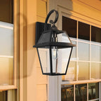 Colonial Outdoor Wall Lantern, Large Black Exterior Light Fixture with Clear Glass for Front Porch, 20 Inch Tall Waterproof Outdoor Wall Sconces Lamp Outside for House, Doorway, Garage, Corridor