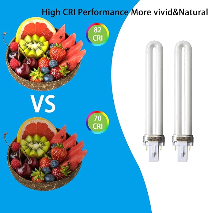 PL13-E-FFP 13W Type E Fluorescent Light Bulb Compatible with Electronic Ballast Bulb,Replace for Ottlite T1333E,5500K Bright Natural Daylight,G23 Base,2Pack