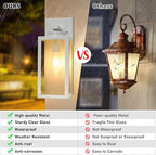 BesLowe Outdoor Wall Light Fixtures, Exterior Waterproof Wall Lanterns, Porch Sconces Lighting with E26 Sockets, Modern White Outside Lights for House Patio Front Door Entryway, 2-Pack