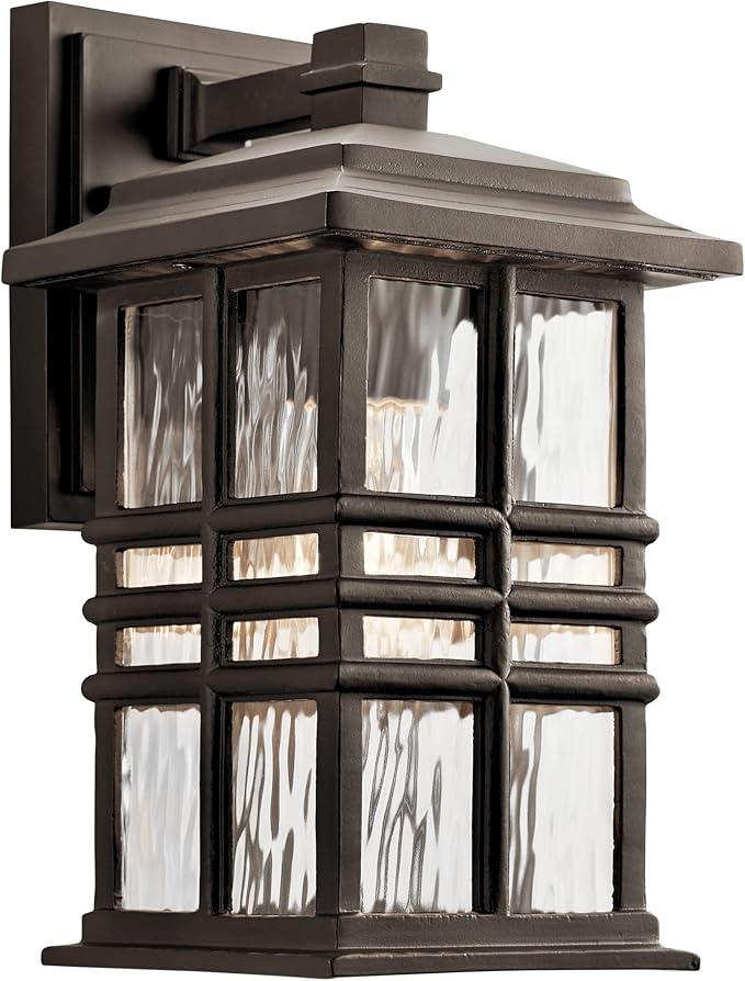 Beacon Square 12" 1 Light Outdoor Wall Light with Clear Hammered Glass in Olde Bronze® (Pack of 2)