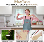 MAMISON 10 Pack Simple and Short Hands Gloves, Reusable Non-Slip Rubber Gloves Large Size