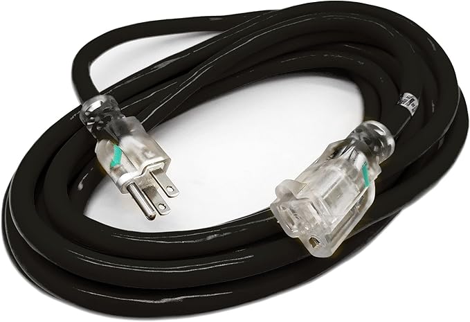 Outdoor Extension Cord Waterproof (15 ft) 12 Gauge Heavy Duty Extension Cord - Lighted Outdoor Extension Cords - Watts Wire - 15' Grounded - extensiones electricas