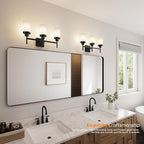 Vanity Lighting Fixtures Oil Rubbed Bronze 3-Light with White Frosted Glass Shade, Wall Sconces for Bathroom Cabinet Porch Kitchen T001ORB-L3