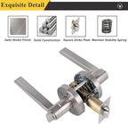 Probrico Satin Nickel Privacy Door Levers, Flat Interior Bath/Bed Door Handles, Reversible for Right & Left Handed Bedroom/Bathroom Doors, 10 Pack