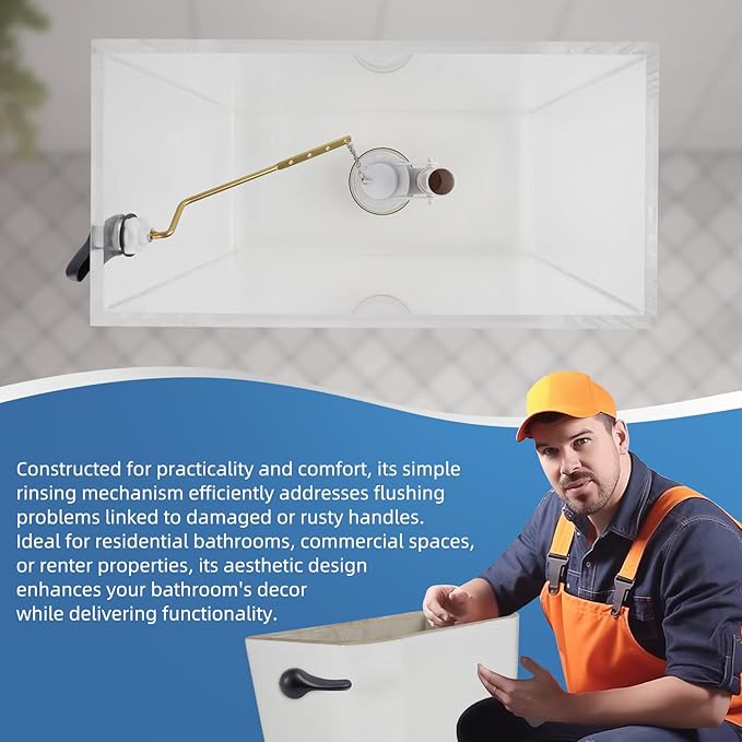 iFealClear Universal Metal Toilet Tank Flush Lever Replacement, Side Mount Toilet Handle Replacement Kit, Solid Brass Toilet Trip Lever Fits Most Toilets, Stainless Steel Chain, Matte Black