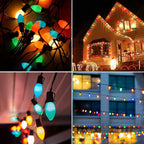 25FT C7 Christmas Decorations Lights, Vintage Christmas Lights String, Multicolor Christmas Tree Lights, Xmas Light for Outdoor Indoor Holiday Decorations with 27 Colorful Ceramic Bulbs (2 Spare Bulb)