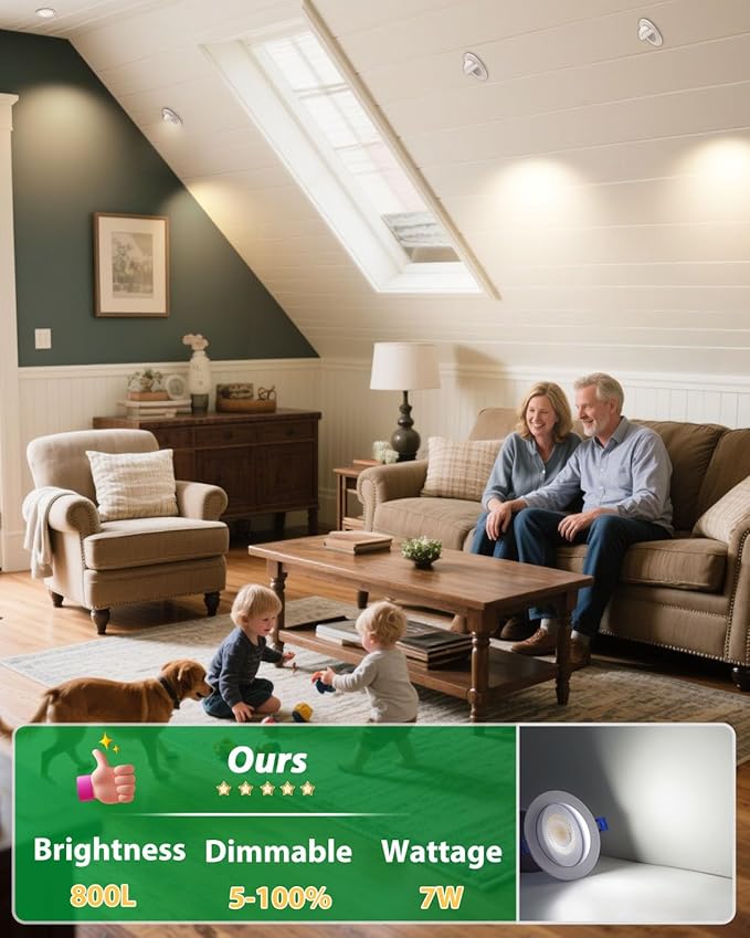 zouzai 3 Inch Gimbal Led Recessed Lighting, 360°+90° Adjustable Directional Recessed Lights, 2700K/3000K/3500K/4000K/5000K Dimmable Retrofit Eyeball Can Lights with Jbox,ETL (White, 12 Pack)