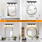 IZORRO Bathroom Vanity Light Fixture, 4-Light 27.5 Inch Matte Black Bathroom Light Fixtures Over Mirror, with White Glass Shade, Modern Farmhouse Vanity Lights, Rustic Restroom Lighting Fixtures