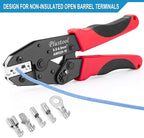 Crimping Tool for Non-Insulated Open Barrel Terminals & Receptacles AWG 20-10, Ratcheting Wire Crimper Tool - Crimping Pliers - Electrical Crimping Tool
