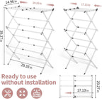 APEXCHASER Clothes Drying Rack, 3-Tier Laundry Drying Rack for Clothes, Expandable Metal Clothing Dryer, Collapsible Towel Rack, Air Drying Rack, White