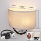 Industrial 2-Lights Wall Sconce Fixtures with Linen Fabric Shade, Double Wall Light Lamps Decor for Hallway Bedroom Living Room Bathroom Stairway