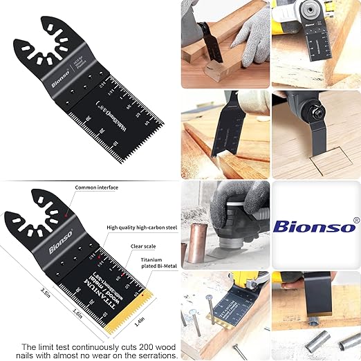 Bionso 28PCS Oscillating Saw Blades, Professional Universal Titanium Multitool Blades for Wood Plastics Metal, Quick Release Multi Tool Blades Kits Fit Dewalt Ryobi Milwaukee Rockwell Fein Makita