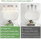 4 Light Bathroom Light Fixtures, Chrome Vanity Lights with Clear Glass Shades, Modern Bathroom Light Fixtures Over Mirror, Modern Bathroom Wall Lamp for Mirror Living Room Cabinet