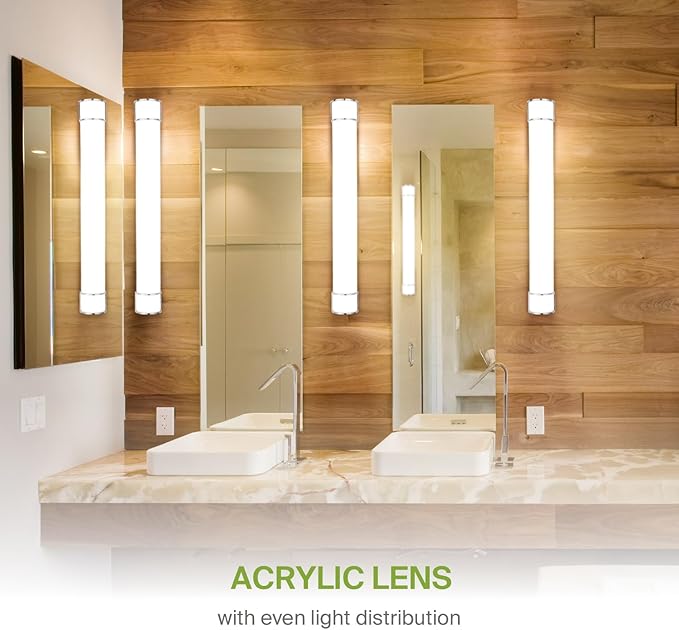 ASD LED 48" Vanity Flush Mount Light Fixture, Linear Bathroom Lighting Bar | 3CCT, Dimmable, Energy Star, ETL Listed | 35W 3200LM 3000-5000K 120V | Long Bath Wall Sconce Over Mirror | Nickel, 2 Pack