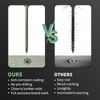 Wood Screws 3 Inch, FIXLINK Deck Screws #10 x 3, 310 PCS, Epoxy Coated, T25 Star Bit Above 1500 Hour Salt Spray Coating Outdoor Decking Screws Excellent Rust Resistant for Wood Fence, Green