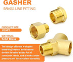 GASHER 2PCS Brass Pipe Fitting Male Branch Tee Y Adapter 1/2" NPT Female x 1/2" NPT Female x 1/2" NPT Male