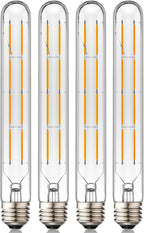 Dimmable 8W T10 LED Bulbs Warm White 2700K E26 8.9inch Long Tubular Light Bulb 75 Watt Vintage Edison LED Filament Bulb 800lm E26 Base Tube Bulb,Pack of 4