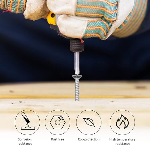 Black Head 50 PCS #14X2-1/2(2.5 inch) Stainless Steel Phillips Flat Head Wood Screws,Stainless Steel 18-8 A2(304) Screw,Home Screw Kit by QISHENG