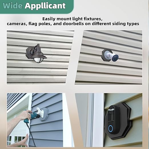 Qulity Vinyl Siding Mounting Blocks, Octagon Outdoor Light Mounting Block, 1/2 inch Lap Double and 4 inch Height Siding, Black 1 Pack