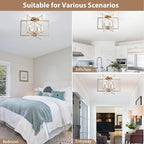 Brushed Nickel Ceiling Light, 20 Inch Chandelier for Dining Room Geometric Metal Modern Chandelier Light Fixture for Kitchen Island Living Room Entryway, 6-Light