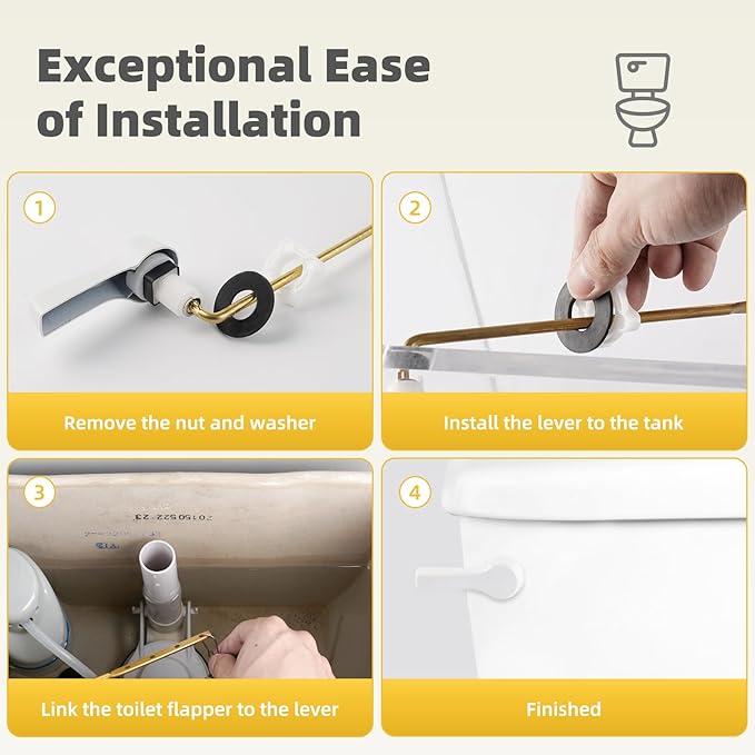 iFealClear Universal Metal Toilet Flush Handle Replacement, Front Mount Toilet Handle Replacement Compatible with Kohler, American Standard, TOTO, Mansfield, Solid Brass, White