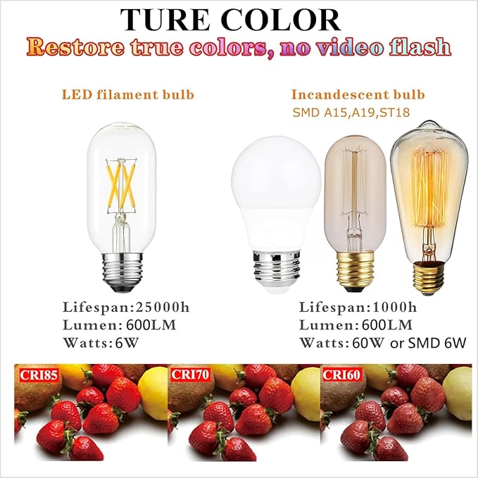LiteHistory T45 LED Bulb,6W E26 LED Bulb Dimmable Equivalent E26 Bulb 60 Watt,Warm White 3000K E26 Edison Bulb,AC120V,600lm,CRI85,Clear Glass,Tubular Light Bulb,ETL Listed,Pack of 6