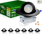 zouzai 6 inch 5CCT Gimbal Black Led Recessed Lights, 360°+90° Adjustable Directional Recessed Lighting, 2700K-5000K Dimmable Retrofit Eyeball Can Lights with Jbox, ETL&Energy Star(Black,6 Pack)