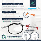 Ultimate Drain Solution Instant Power Hair & Grease Drain Cleaner Opener 2L Bundle with Drain Snake Hair Drain Clog Remover, and Protective Gloves