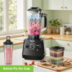 Blender, Smoothie Blenders, PRASKY Max.2400Watts/1000Watts Kitchen Blender and Grinder Combo 25000RPM Powerful Kitchen 68oz BPA Free 2 Containers Countertop Blenders Ice Crushing